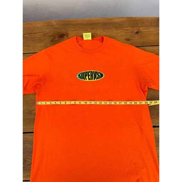 Supervsn Mens Orange Graphic Tee Shirt Large Cotton Crewneck Short Sleeve MINT & - Picture 6 of 9